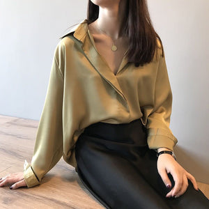 Women's silk satin shirt